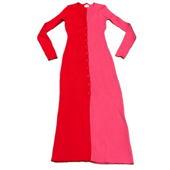 New NANETTE COLORBLOCKED MIDI DRESS IN RED - Picture 13 of 15
